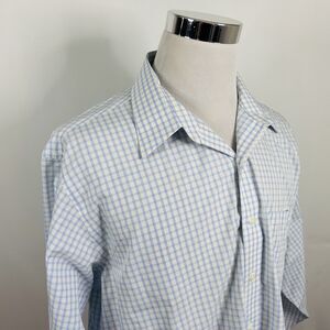 Brooks Brothers 18 34/35 Regent Non Iron Dress Shirt Blue Yellow Plaid Cotton